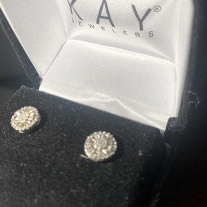 Diamond circle earring 1/4 ct Tw round cut 10k white gold